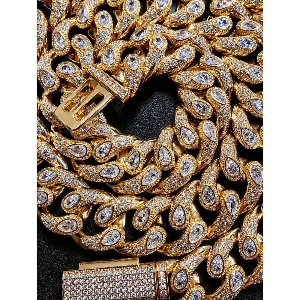 Iced Out Tear Drop Cuban Link Chain